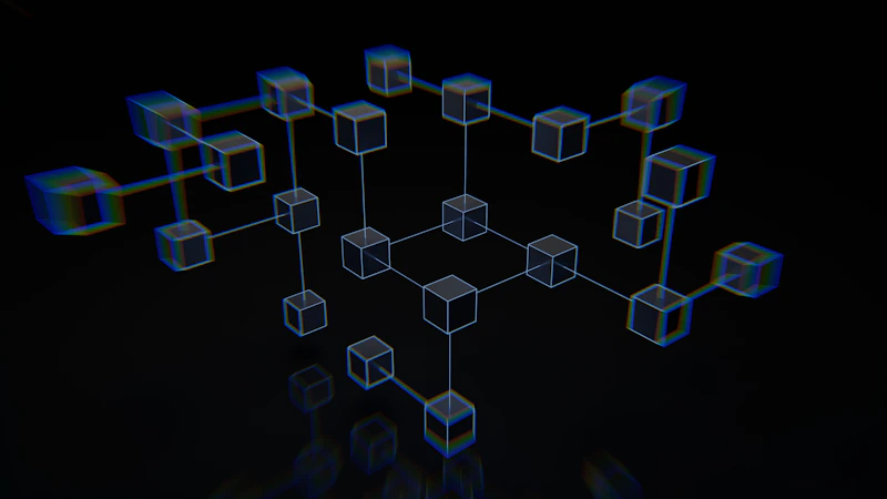 Composição abstrata em tons escuros representando camadas de dados